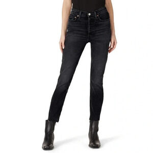 RE/DONE 90S High Rise Straight Leg Jeans Stoned Noir Black Women's Size 24